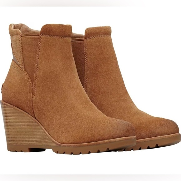 Sorel After Hours Chelsea Wedge Boot Suede Tan Brown size 10 - Picture 1 of 7